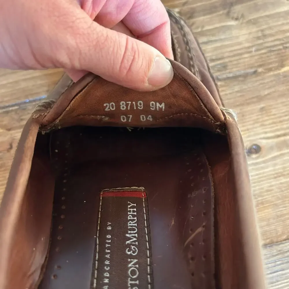 Johnston & Murphy Mens Sz 9 M Brown Leather Kiltie Tassel Loafer Shoes Preppy
